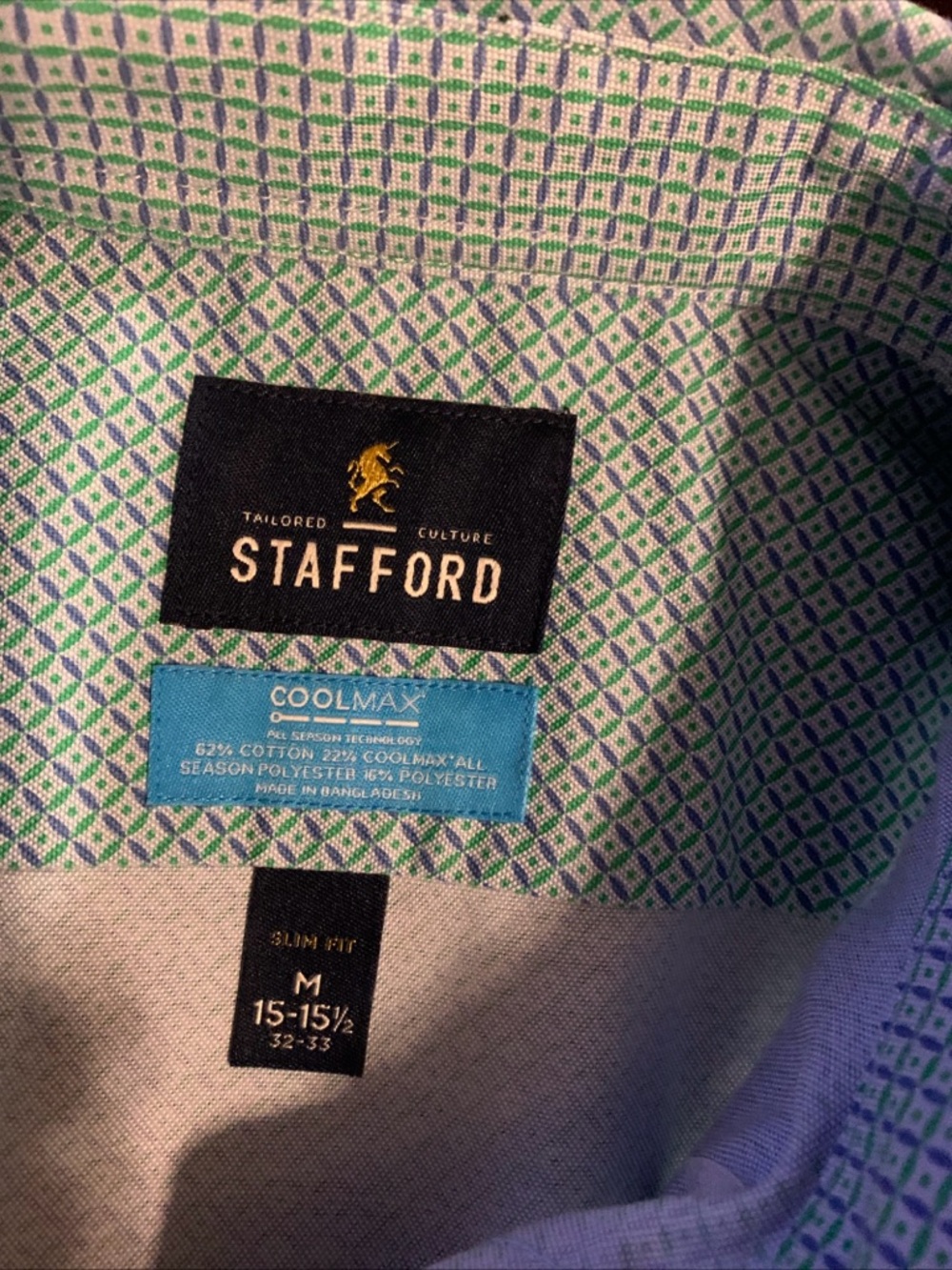 Stafford Cool Max Men’s Dress  Shirt 15-15 1/2 Slim Fit NWOT